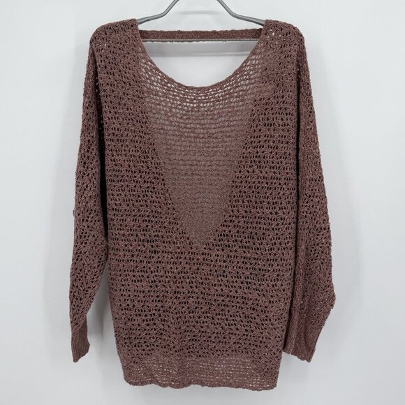 Daytrip Tape Yarn Sweater size L Large Open Cross Back Ash Rose BKE Buckle - Picture 2 of 6